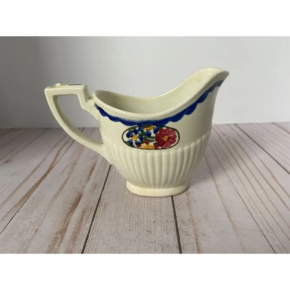 Ridgways Hand Painted Avignon Bedford Ware‎ Flower Ivory Creamer Made in England